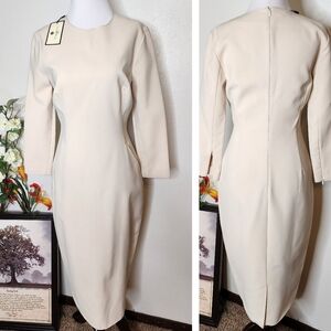 NEW Malene Birger Bodycon Faux Leather Luxury Limited Edition Dress Ivory Spring